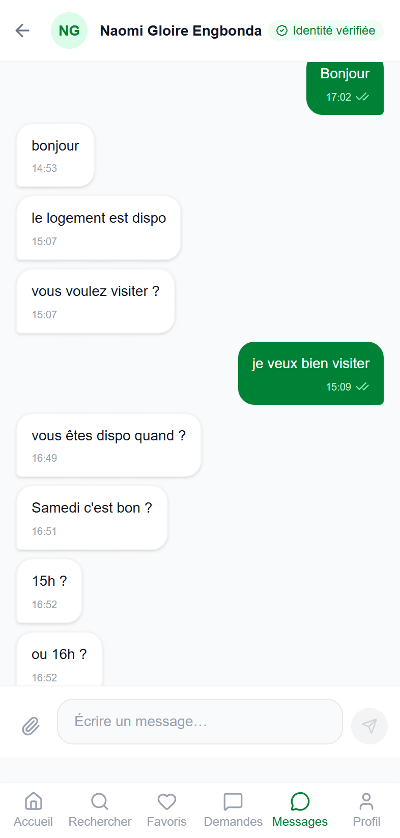 Messagerie EldaaLoc entre locataire et propriétaire